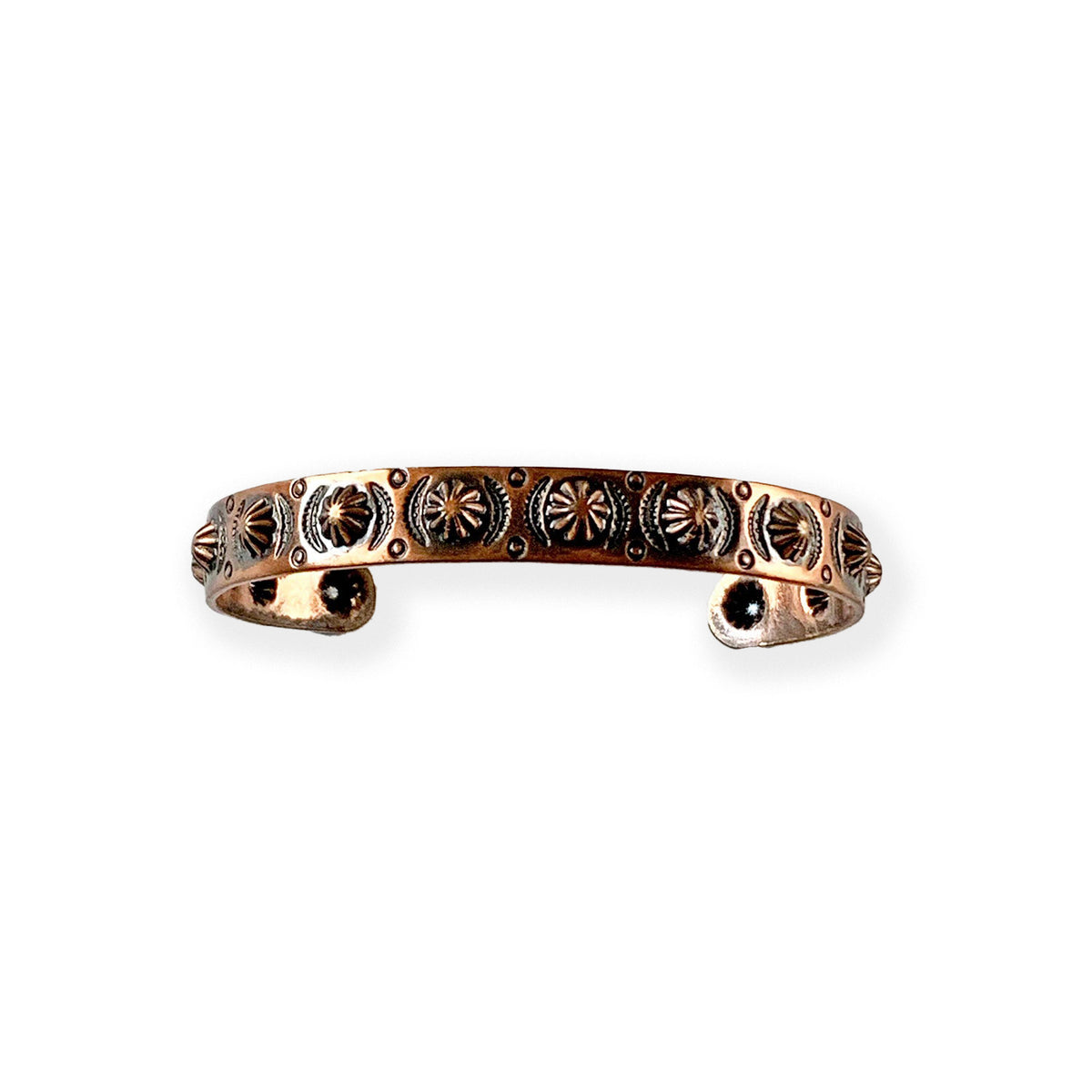 Vintage Copper Bell Punched Cuff Bracelet