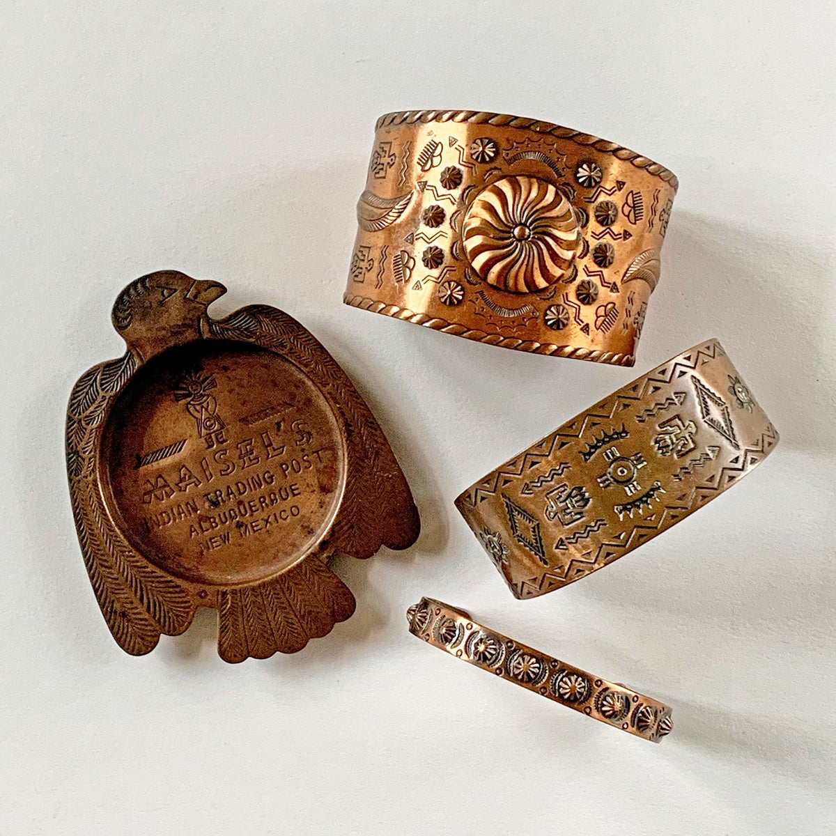 Vintage Copper Bell Punched Cuff Bracelet