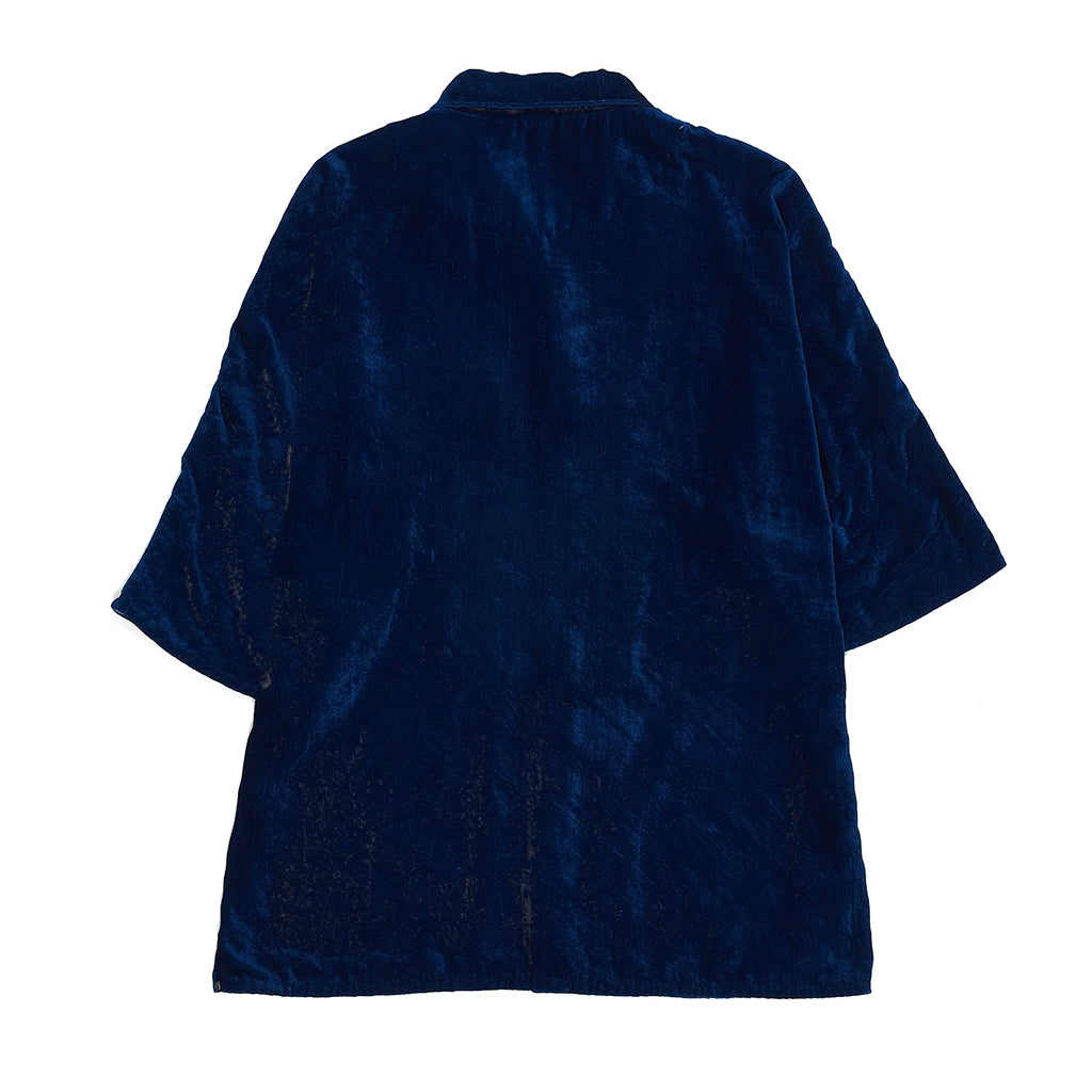 Natural Indigo Dyed Velvet Relaxed Shirt (Size Large)