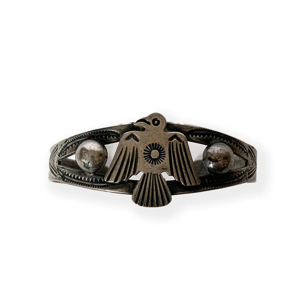 Vintage Sterling Silver Thunderbird Cuff Bracelet