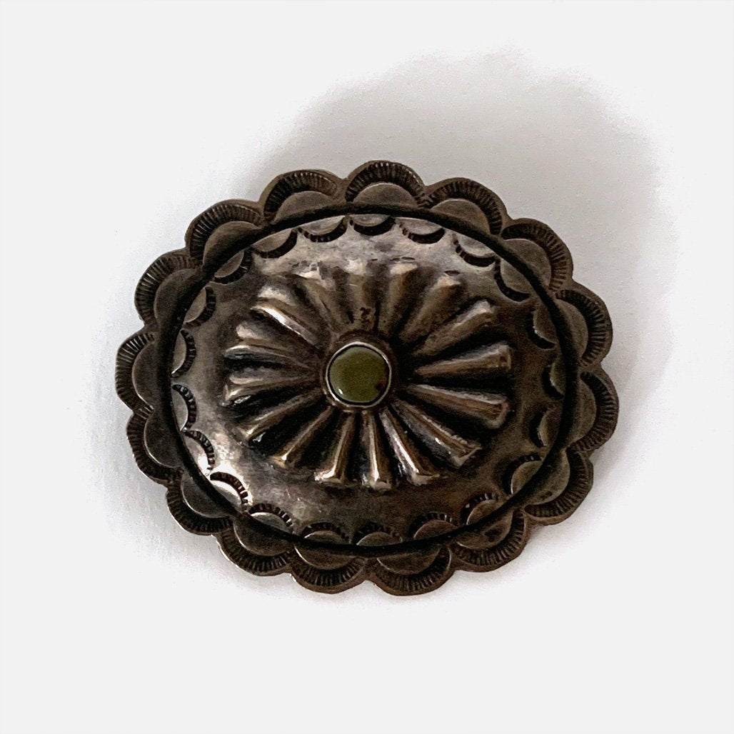 Vintage Sterling Concho Pin with Stone