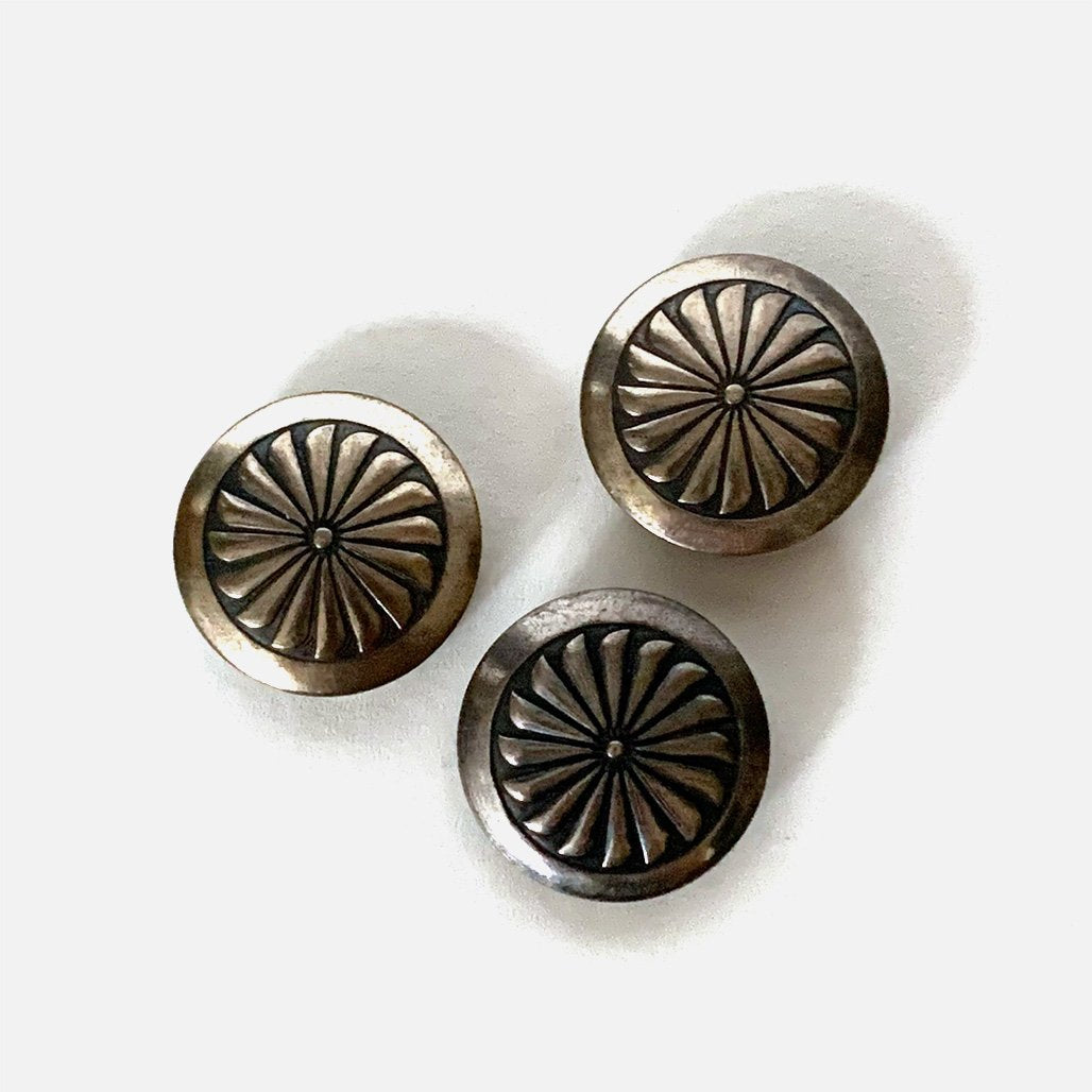 Vintage Sterling Silver Round Button Covers 3pcs/set