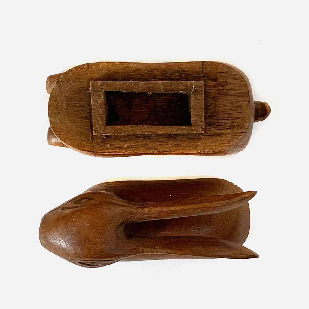 Vintage Hand Curved Wooden Rabbit Box