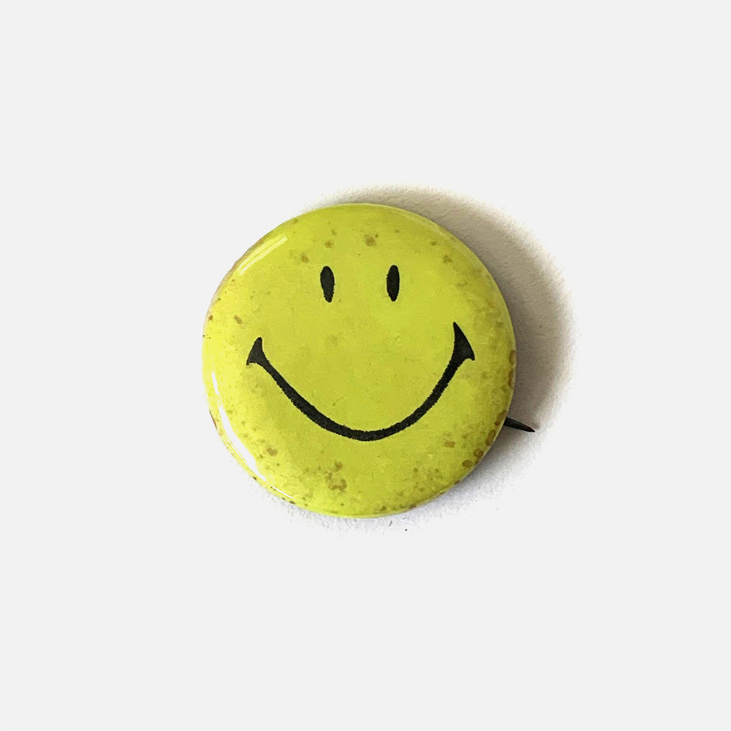 Vintage Yellow Smiley Face Pin Button