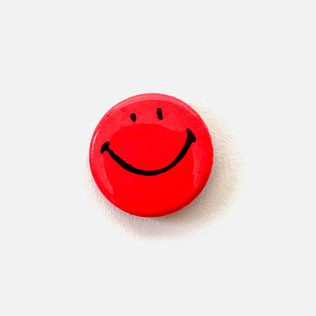 Vintage Pink Smiley Face Pin Button