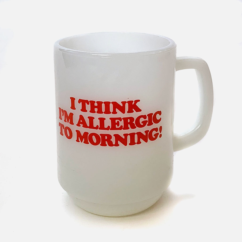 Vintage Anchor Hocking Fire-King Snoopy Mug / I Think I&#39;m Allergic To Morning