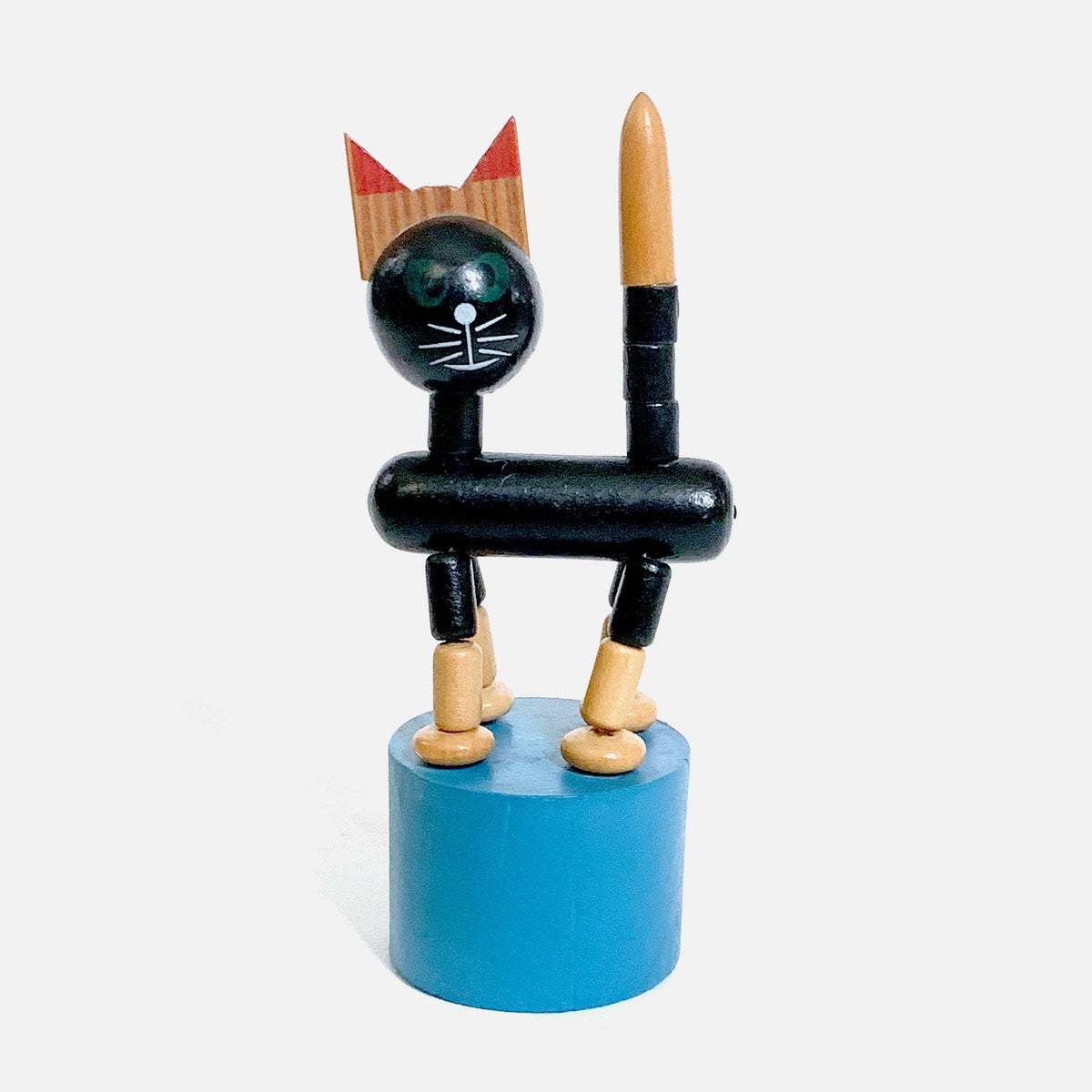 Vintage Wooden Cat Push Puppet