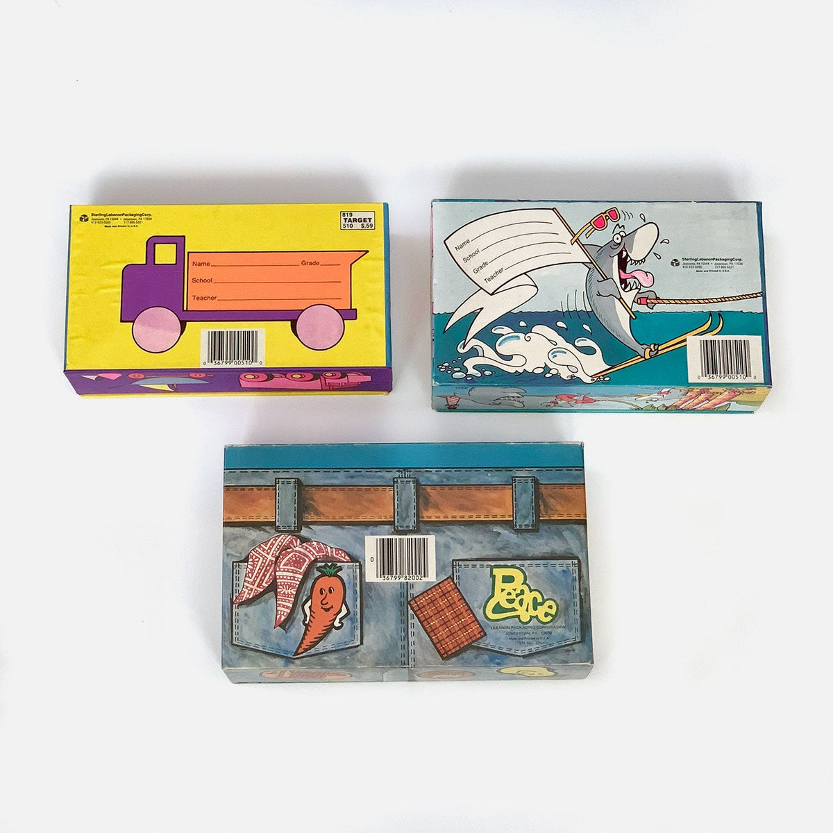 Vintage School Supply Boxes 3pcs/set
