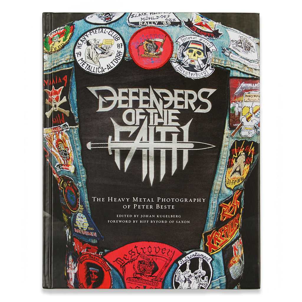 Front cover of the book Defenders of the Faith: The Heavy Metal Photography of Peter Beste