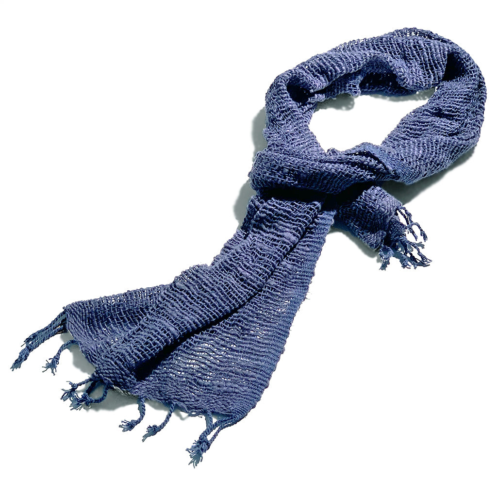 Hand Woven Hand Dyed Natural Indigo Scarf - Blue Jean